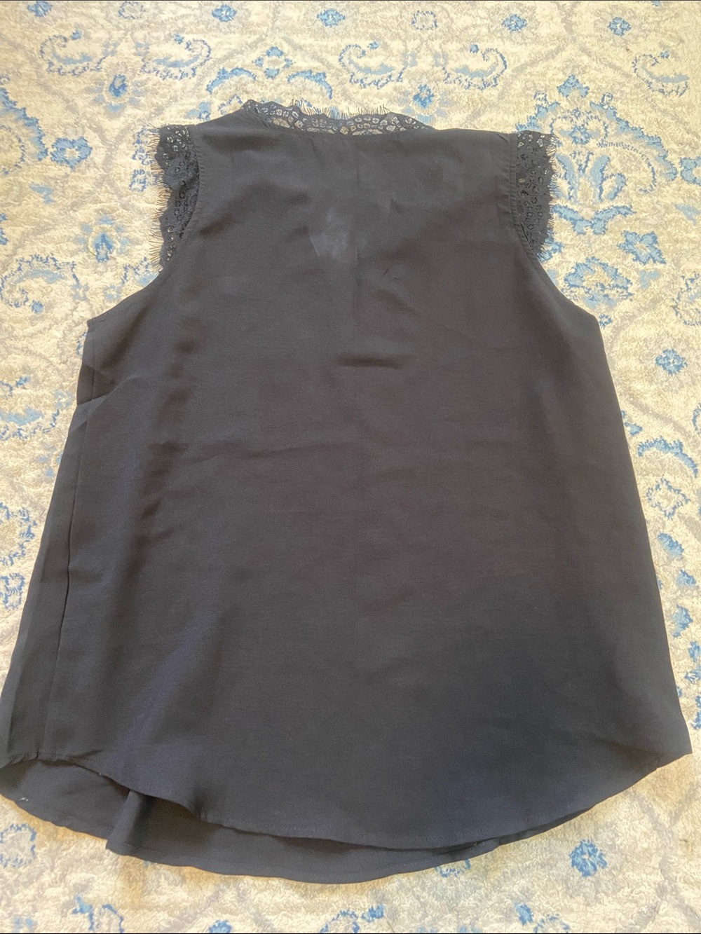 ✨5 for $15✨ Lace Trim Sleeveless Top - Black - Picture 5 of 6